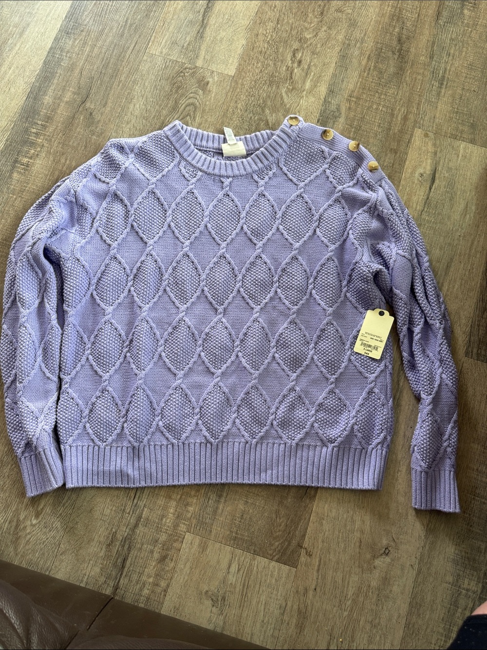 St. John's Bay Lavender Cable Knit Crewneck Sweater